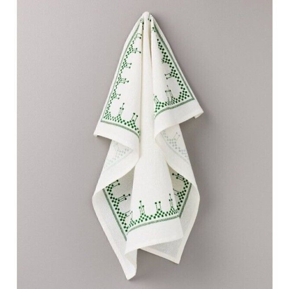 Hearth & Hand Green Geometric Border With Cream Background Kitchen Towel